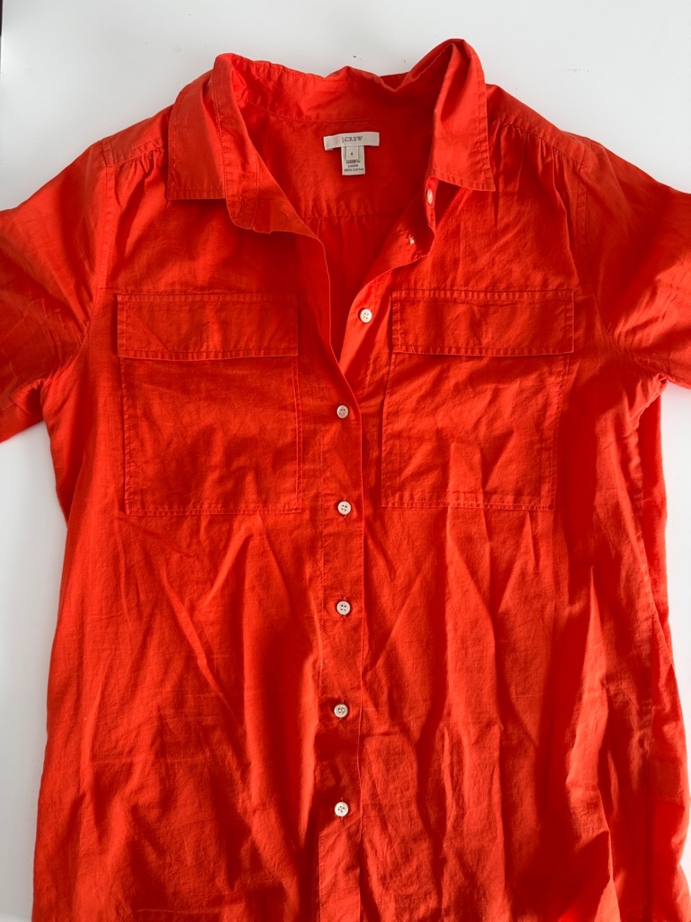 J. Crew Men’s Short-Sleeve Button-Down Shirt in Vivid Orange